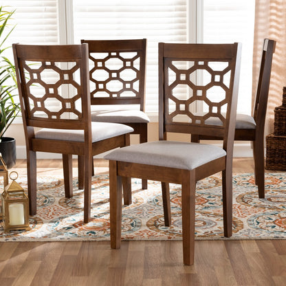 Baxton Studio - Peter Set of 4 Dining Chairs in Grey/Walnut brown - RH335C-Grey/Walnut-DC-4PK view 4
