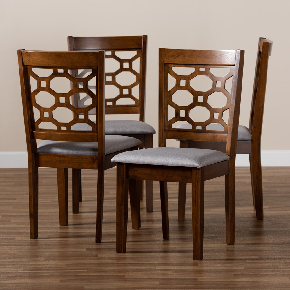 Baxton Studio - Peter Set of 4 Dining Chairs in Grey/Walnut brown - RH335C-Grey/Walnut-DC-4PK view 5