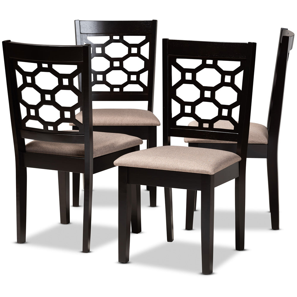 Baxton Studio - Peter Set of 4 Dining Chairs in Sand/Dark brown - RH335C-Sand/Dark Brown-DC-4PK view 1