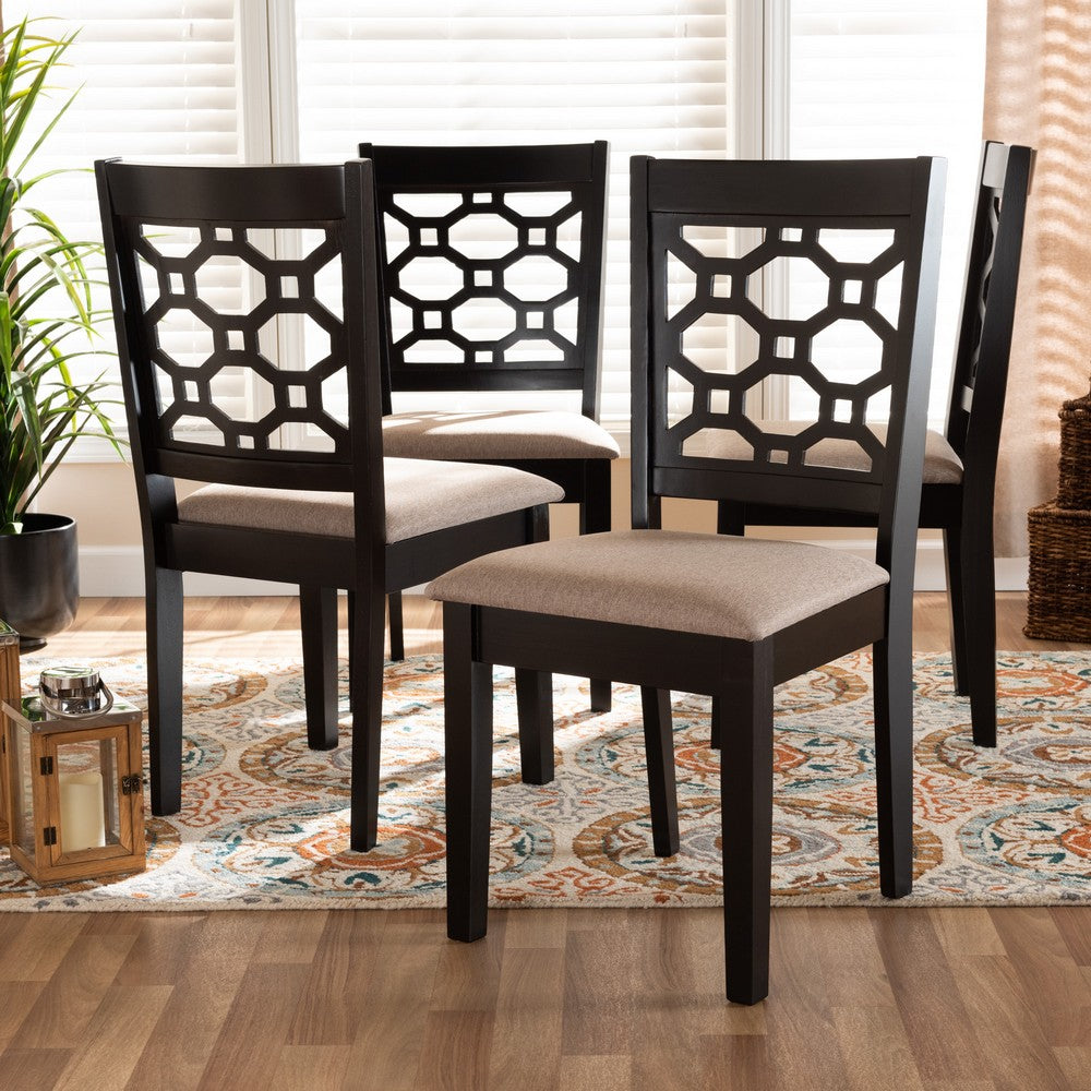 Baxton Studio - Peter Set of 4 Dining Chairs in Sand/Dark brown - RH335C-Sand/Dark Brown-DC-4PK view 4