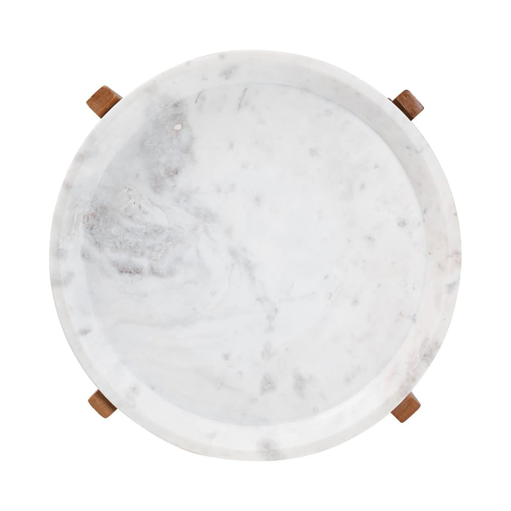 Baxton Studio - Phaedra End Table in Marble White/Walnut Brown - FUR6891-Marble Tray-ET view 3