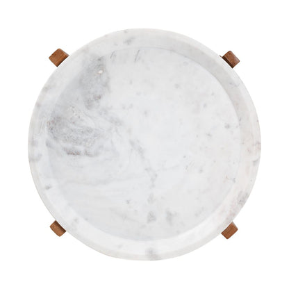 Baxton Studio - Phaedra End Table in Marble White/Walnut Brown - FUR6891-Marble Tray-ET view 3