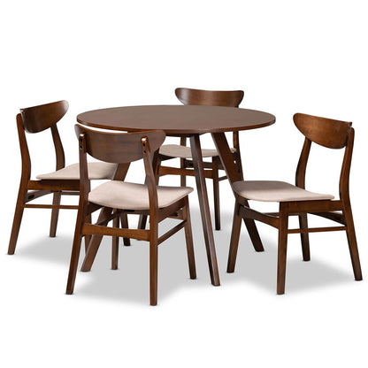 Baxton Studio - Philip Dining Set in Light Beige/Walnut Brown - Parlin/Hexa-Latte/Walnut-5PC Dining Set view 1