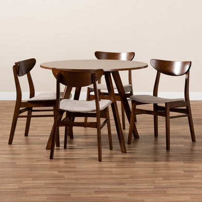 Baxton Studio - Philip Dining Set in Light Beige/Walnut Brown - Parlin/Hexa-Latte/Walnut-5PC Dining Set view 7