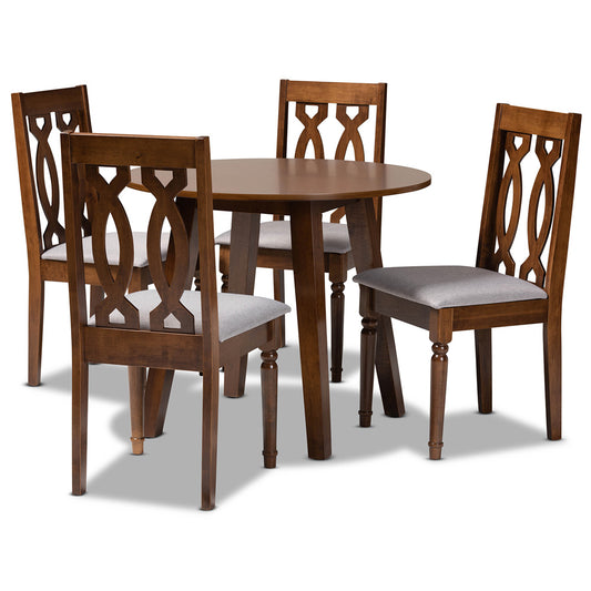 Baxton Studio - Pia Dining Set in Grey/Walnut - Pia-Grey/Walnut-5PC Dining Set view 1