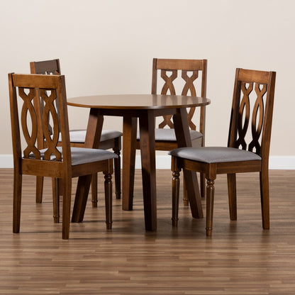 Baxton Studio - Pia Dining Set in Grey/Walnut - Pia-Grey/Walnut-5PC Dining Set view 8