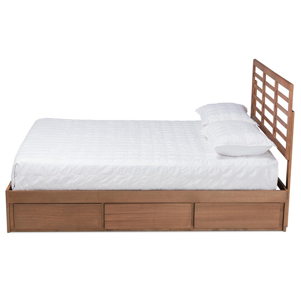 Baxton Studio - Piera Full Size Bed in Ash walnut - Piera-Ash Walnut-Full view 3