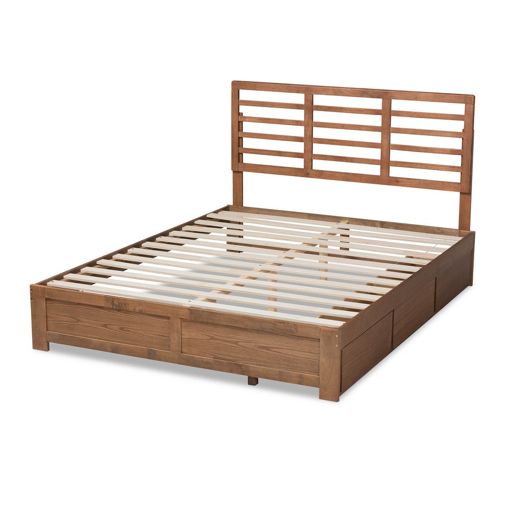 Baxton Studio - Piera Full Size Bed in Ash walnut - Piera-Ash Walnut-Full view 4