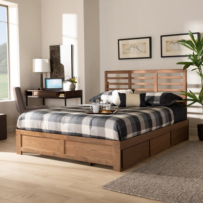 Baxton Studio - Piera Full Size Bed in Ash walnut - Piera-Ash Walnut-Full view 8