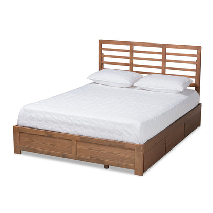 Baxton Studio - Piera Queen Size Bed in Ash walnut - Piera-Ash Walnut-Queen view 1