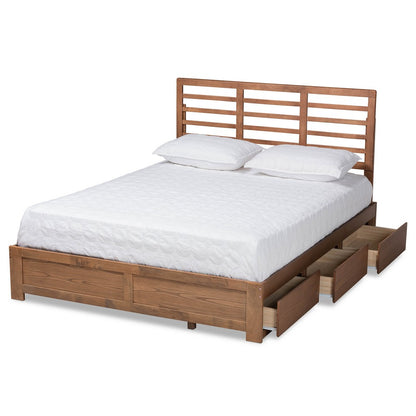 Baxton Studio - Piera Queen Size Bed in Ash walnut - Piera-Ash Walnut-Queen view 2