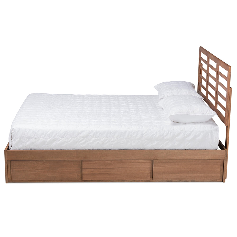 Baxton Studio - Piera Queen Size Bed in Ash walnut - Piera-Ash Walnut-Queen view 3