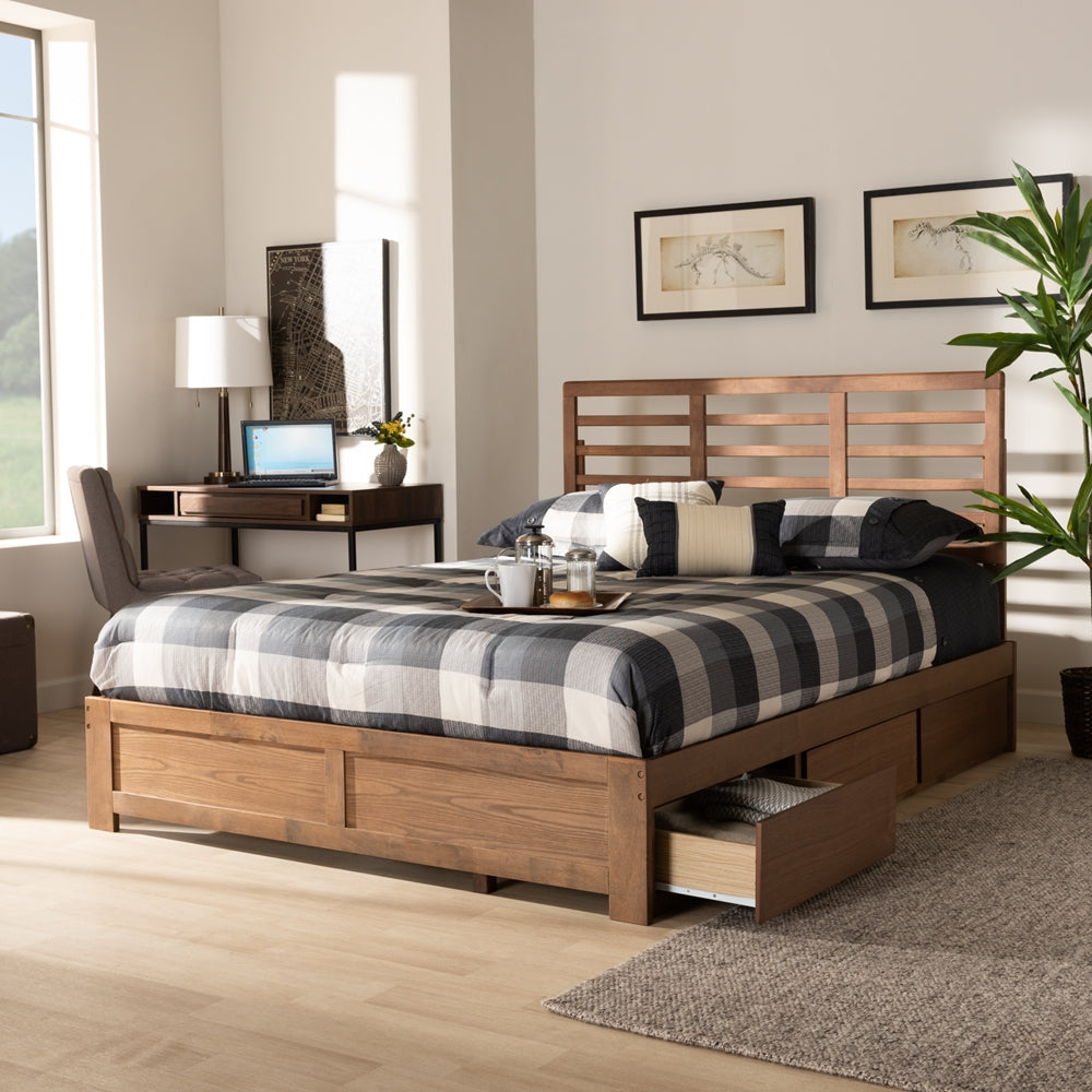 Baxton Studio - Piera Queen Size Bed in Ash walnut - Piera-Ash Walnut-Queen view 9