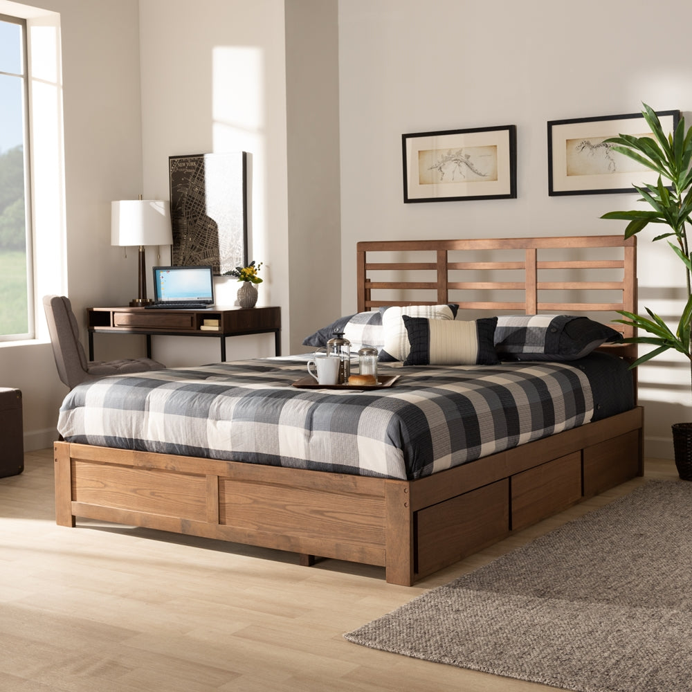 Baxton Studio - Piera Queen Size Bed in Ash walnut - Piera-Ash Walnut-Queen view 10