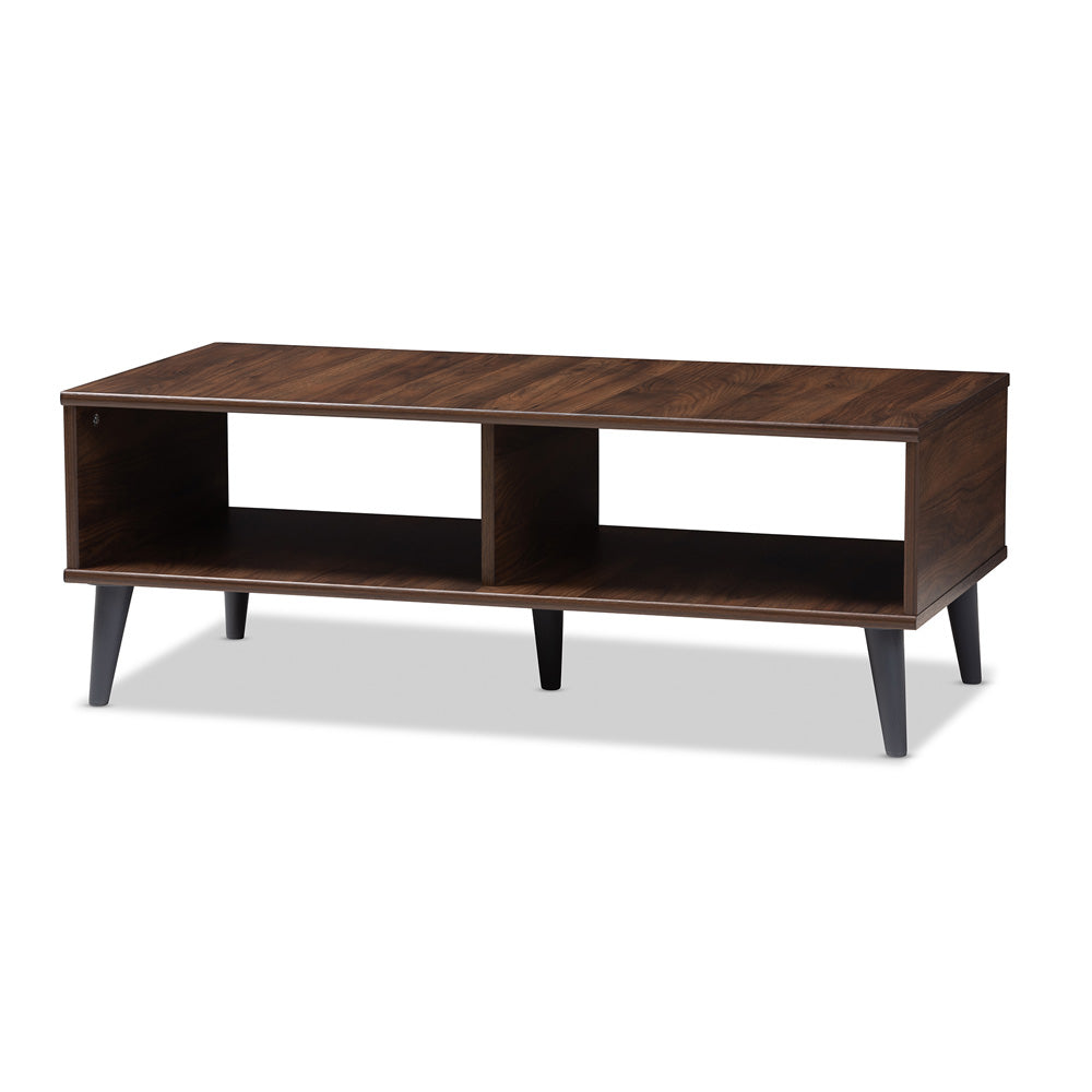 Baxton Studio - Pierre Coffee Table in Walnut Brown/Dark Grey - SECFT3001-Columbia Brown/Dark Grey-CT view 1