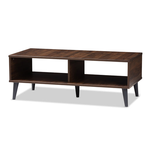 Baxton Studio - Pierre Coffee Table in Walnut Brown/Dark Grey - SECFT3001-Columbia Brown/Dark Grey-CT view 1