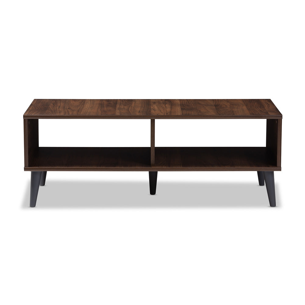 Baxton Studio - Pierre Coffee Table in Walnut Brown/Dark Grey - SECFT3001-Columbia Brown/Dark Grey-CT view 2