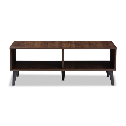 Baxton Studio - Pierre Coffee Table in Walnut Brown/Dark Grey - SECFT3001-Columbia Brown/Dark Grey-CT view 2