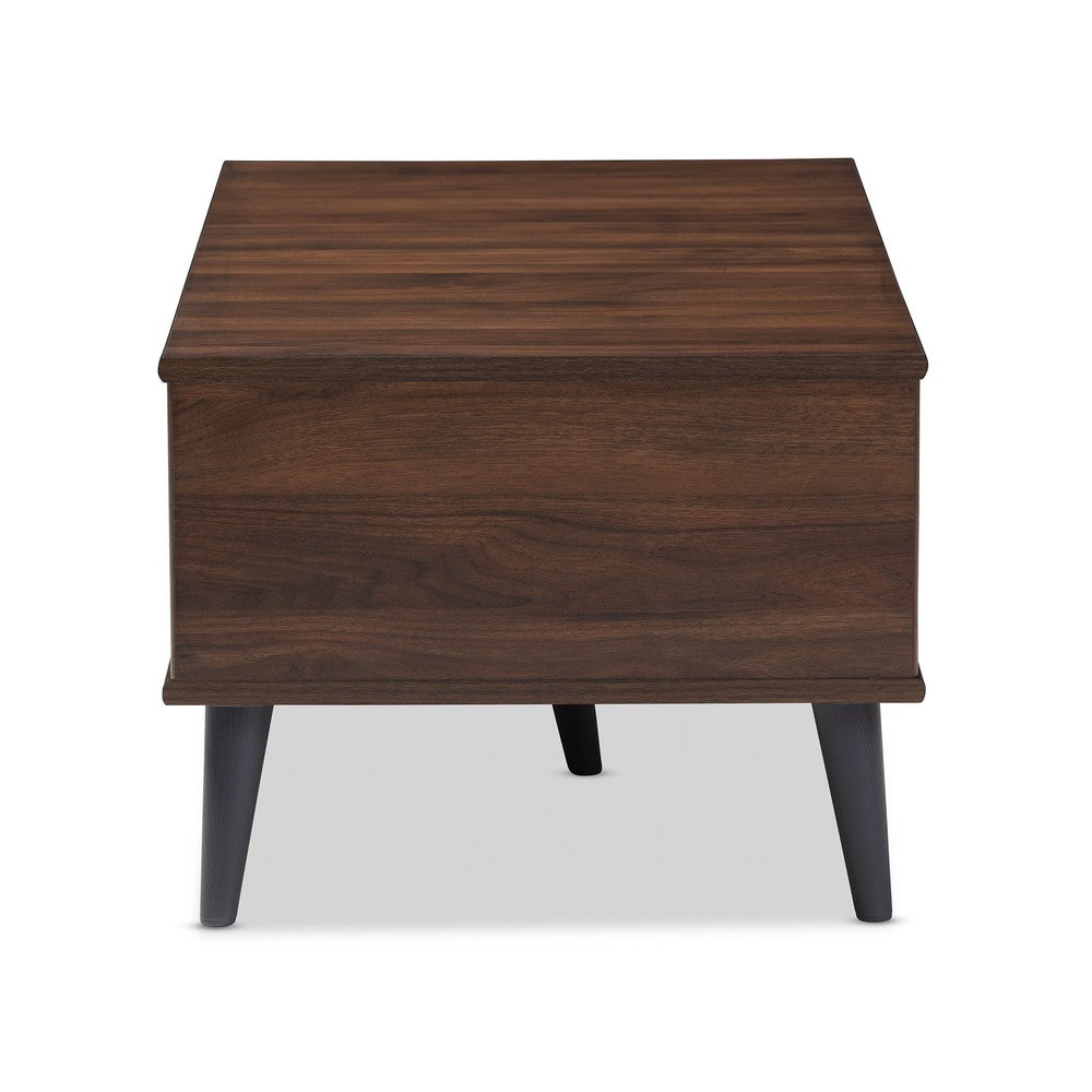 Baxton Studio - Pierre Coffee Table in Walnut Brown/Dark Grey - SECFT3001-Columbia Brown/Dark Grey-CT view 3