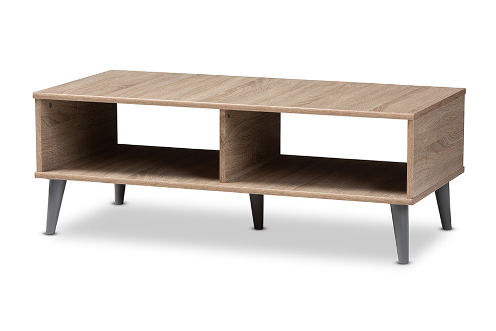 Baxton Studio - Pierre Coffee Table - SECFT3001-Hana Oak/Light Grey-CT view 1