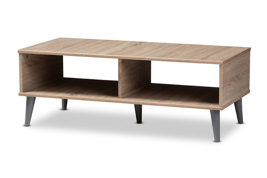 Baxton Studio - Pierre Coffee Table - SECFT3001-Hana Oak/Light Grey-CT view 1