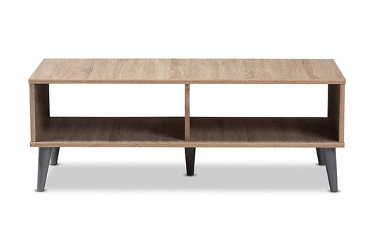 Baxton Studio - Pierre Coffee Table - SECFT3001-Hana Oak/Light Grey-CT view 2