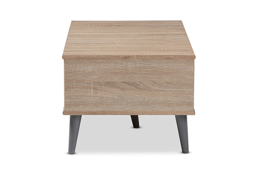 Baxton Studio - Pierre Coffee Table - SECFT3001-Hana Oak/Light Grey-CT view 3