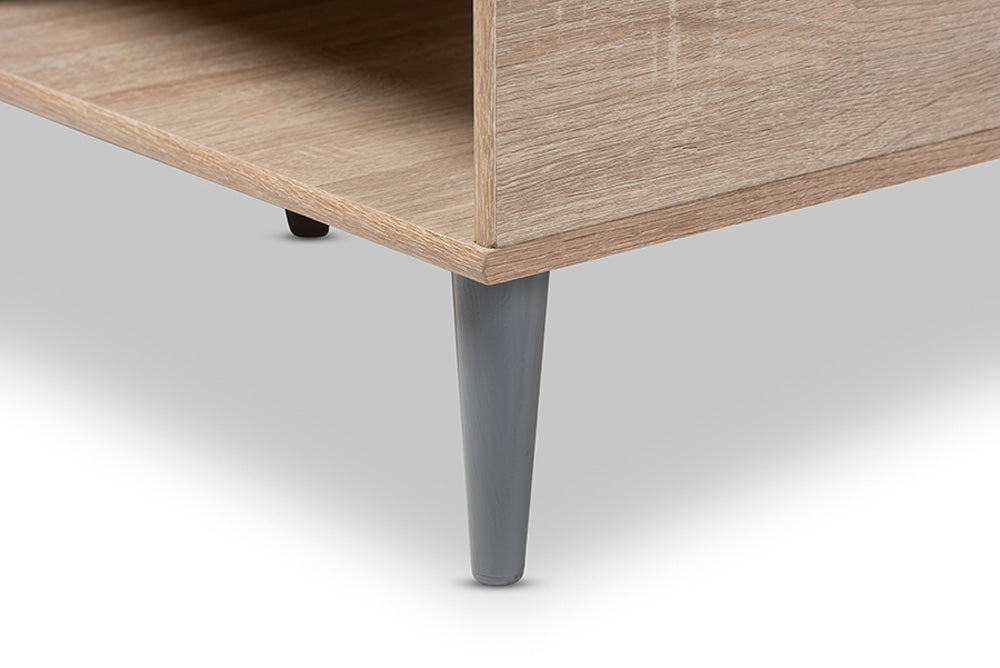 Baxton Studio - Pierre Coffee Table - SECFT3001-Hana Oak/Light Grey-CT view 4