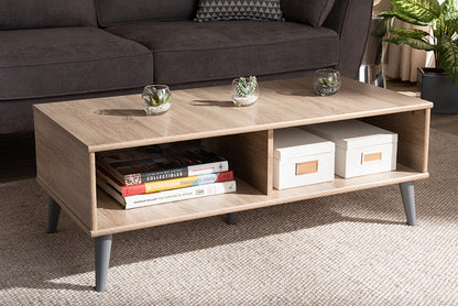 Baxton Studio - Pierre Coffee Table - SECFT3001-Hana Oak/Light Grey-CT view 5