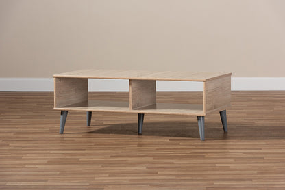 Baxton Studio - Pierre Coffee Table - SECFT3001-Hana Oak/Light Grey-CT view 6