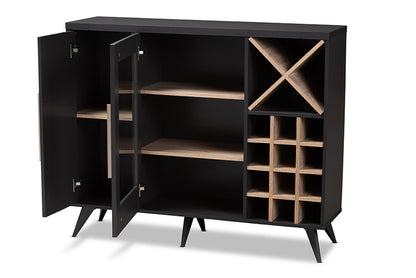 Baxton Studio - Pietro Wine Cabinet - SEWC160071WI-Dark Grey/Hana Oak view 2