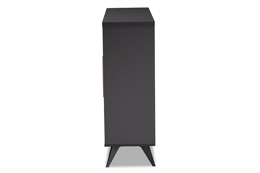 Baxton Studio - Pietro Wine Cabinet - SEWC160071WI-Dark Grey/Hana Oak view 4