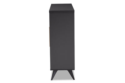Baxton Studio - Pietro Wine Cabinet - SEWC160071WI-Dark Grey/Hana Oak view 4