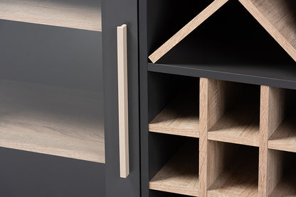 Baxton Studio - Pietro Wine Cabinet - SEWC160071WI-Dark Grey/Hana Oak view 6
