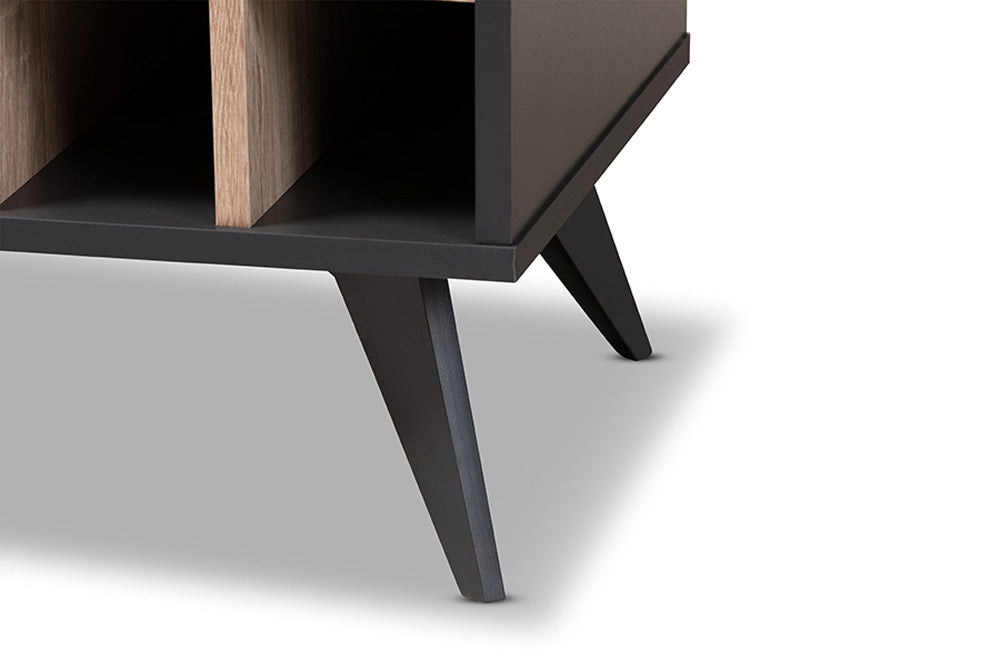 Baxton Studio - Pietro Wine Cabinet - SEWC160071WI-Dark Grey/Hana Oak view 7