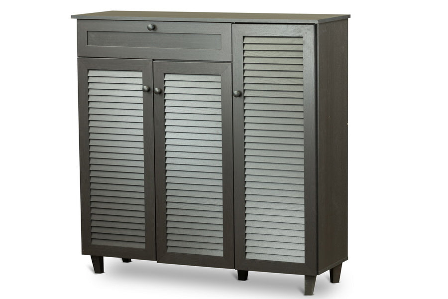 Baxton Studio - Pocillo Shoe Cabinet in Dark Brown - FP-05LV-Espresso view 1