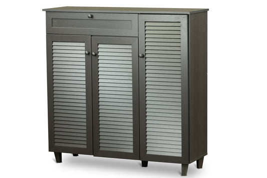 Baxton Studio - Pocillo Shoe Cabinet in Dark Brown - FP-05LV-Espresso view 1