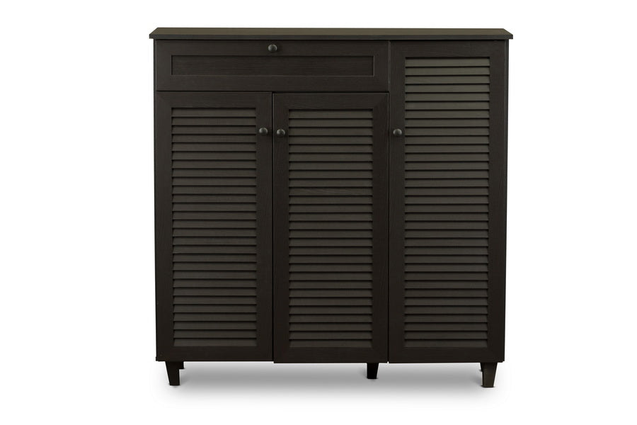 Baxton Studio - Pocillo Shoe Cabinet in Dark Brown - FP-05LV-Espresso view 2
