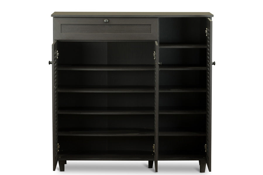 Baxton Studio - Pocillo Shoe Cabinet in Dark Brown - FP-05LV-Espresso view 3