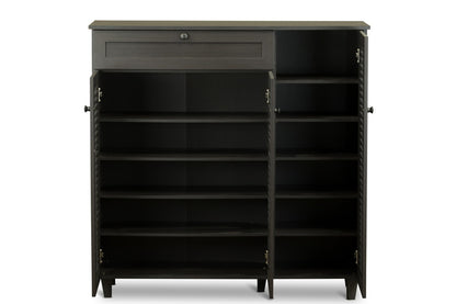 Baxton Studio - Pocillo Shoe Cabinet in Dark Brown - FP-05LV-Espresso view 3