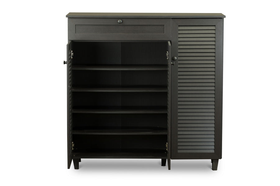 Baxton Studio - Pocillo Shoe Cabinet in Dark Brown - FP-05LV-Espresso view 4