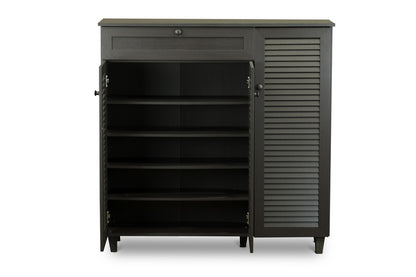Baxton Studio - Pocillo Shoe Cabinet in Dark Brown - FP-05LV-Espresso view 4