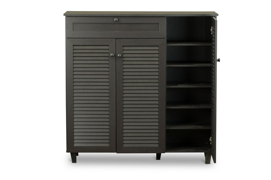 Baxton Studio - Pocillo Shoe Cabinet in Dark Brown - FP-05LV-Espresso view 5