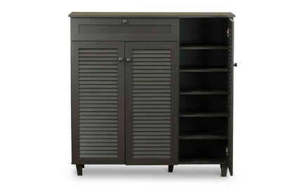 Baxton Studio - Pocillo Shoe Cabinet in Dark Brown - FP-05LV-Espresso view 5