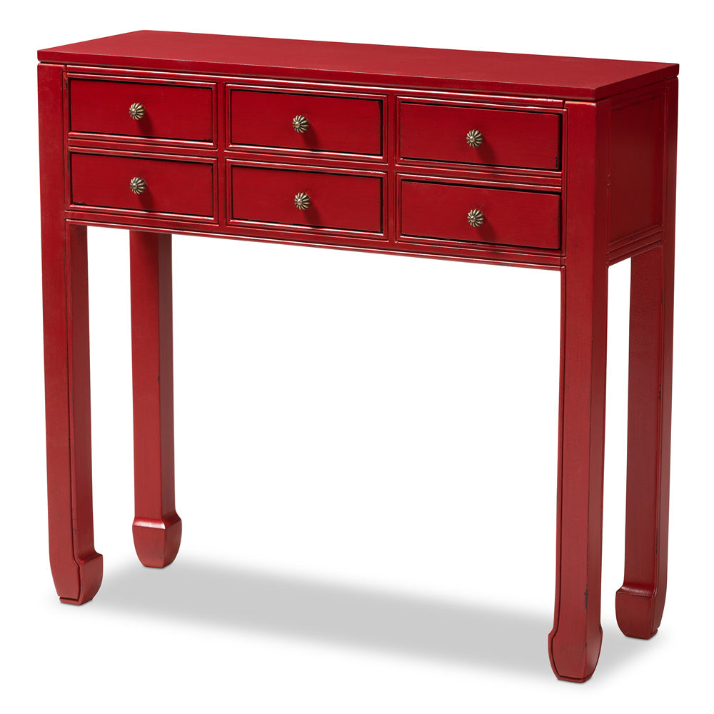 Baxton Studio - Pomme Console Table in Red - MIN18-Red-ST view 1