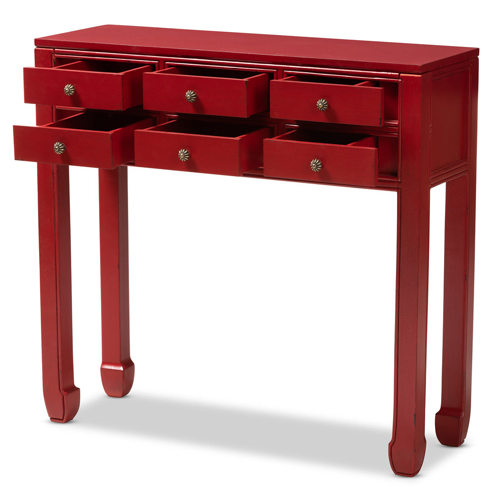 Baxton Studio - Pomme Console Table in Red - MIN18-Red-ST view 2
