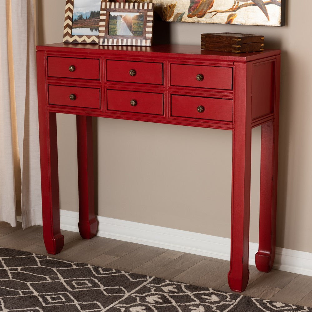 Baxton Studio - Pomme Console Table in Red - MIN18-Red-ST view 9