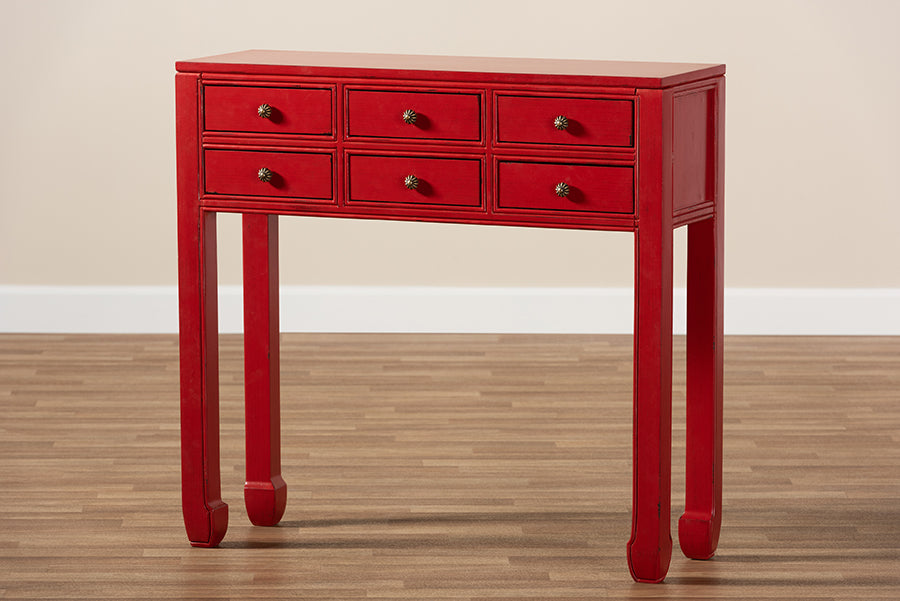 Baxton Studio - Pomme Console Table in Red - MIN18-Red-ST view 10