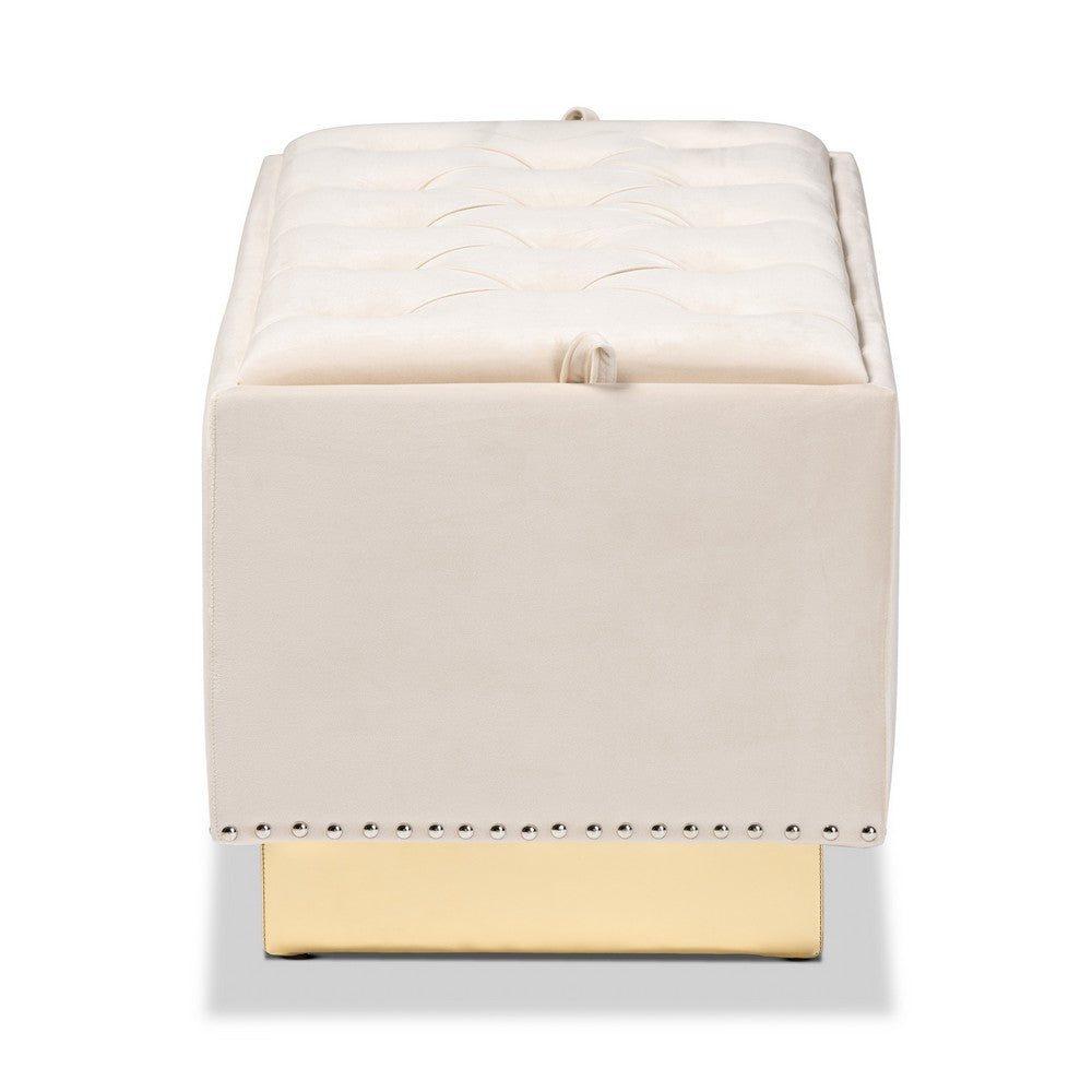 Baxton Studio - Powell Ottoman in Beige/gold - WS-2019-Beige Velvet/Gold-Otto view 4