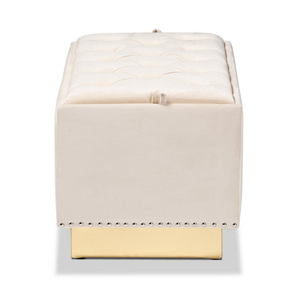 Baxton Studio - Powell Ottoman in Beige/gold - WS-2019-Beige Velvet/Gold-Otto view 4